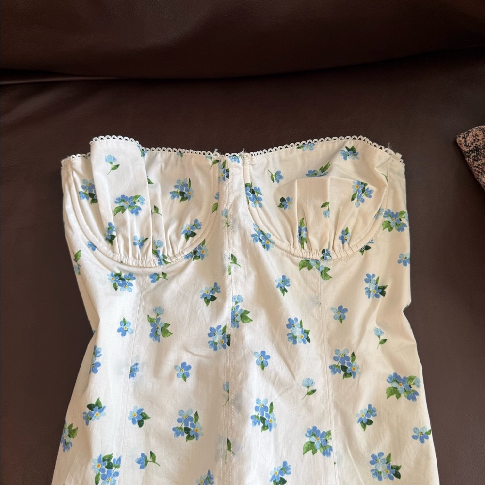WeWoreWhat corset top with Blue Floral Pattern